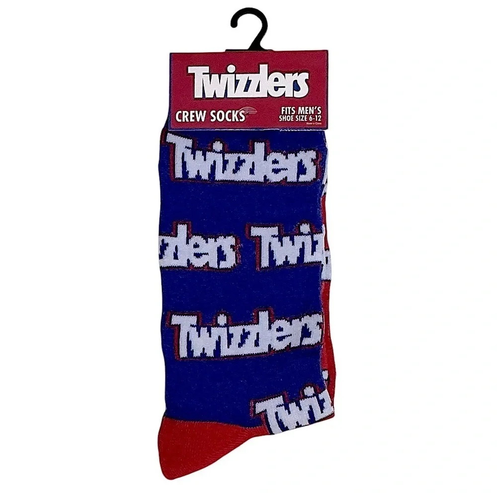 Twizzlers Crew Socks Novelty Funny Red White Blue Unisex Men OS 6-12